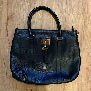 Milli Millu London Black Leather Laptop Bag Tote